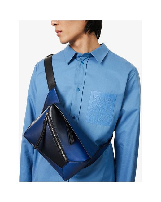 Loewe Blue Puzzle Edge Small Leather Belt Bag for men