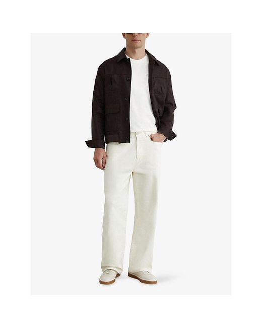 Reiss White Paraiso Palm-Print Cotton T-Shirt for men