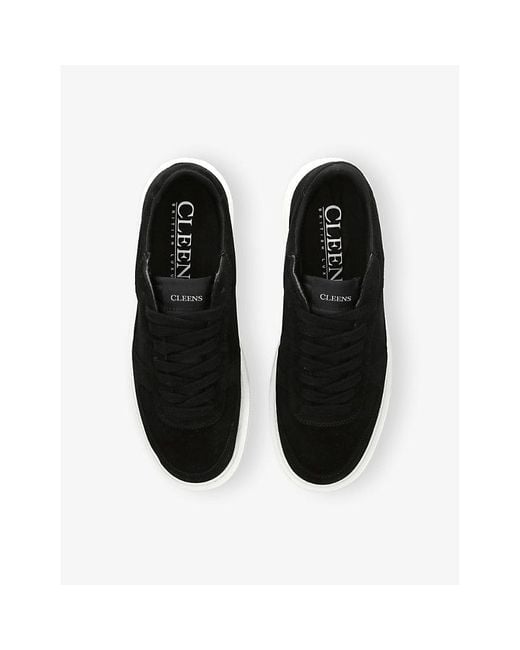 Cleens Black Court Suede Trainers for men
