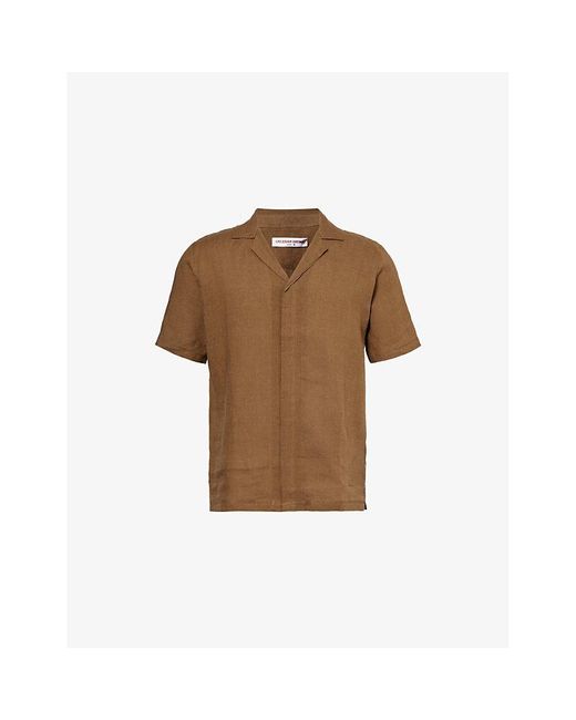 Orlebar Brown Brown Maitan Spread-collar Regular-fit Linen Shirt X for men