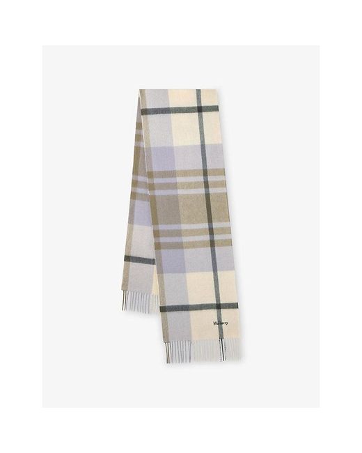 Mulberry Gray Small-Check Merino-Wool Scarf