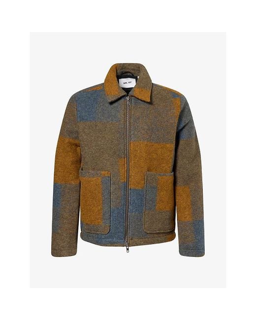 NN07 Green Gael Checked Wool-Blend Jacket for men