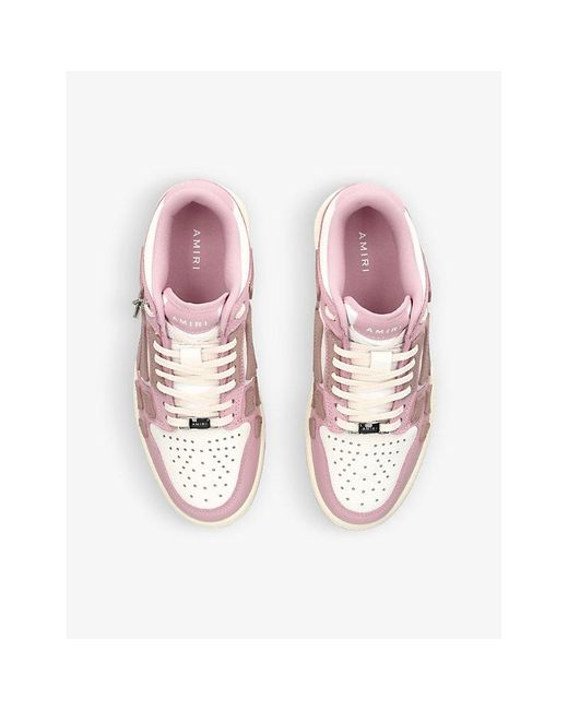 Amiri Pink Skel Panelled Leather Low-top Trainers