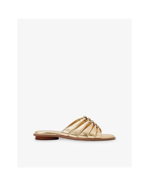 Reiss Natural Agnes Metallic Leather Sandals