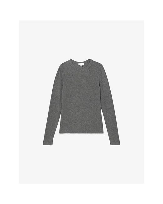 Reiss Gray Arabelle Round-Neck Stretch-Jersey Top