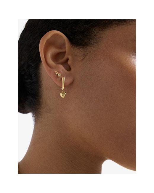 Astley Clarke Metallic Biography Heart 18Ct- Plated Sterling- And Sapphire Hoop Drop Earrings