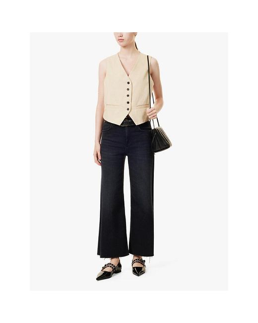 Citizens of Humanity Blue Lyra Brand-Patch Wide-Leg High-Rise Stretch-Denim Blend Jeans