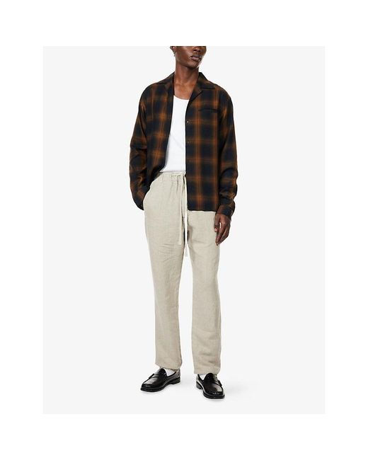 Citizens of Humanity Natural Drawstring Deck Straight-Leg Linen Trousers for men