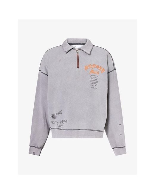 Paly Hollywood Gray Sorry 'Bout That Crewneck Cotton-Blend Sweatshirt for men