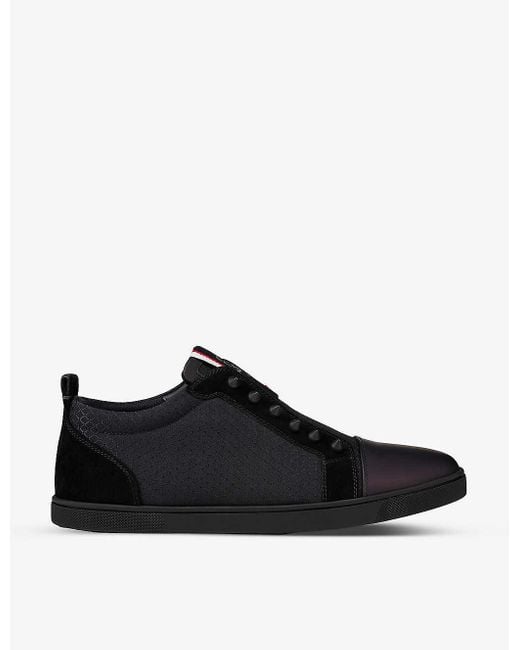 Christian Louboutin Black F.a.v Fique A Vontade Leather And Woven Low-top Trainers for men