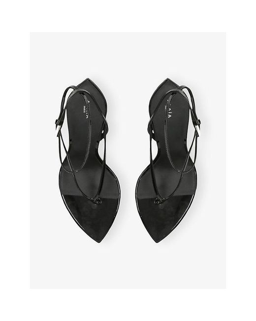Alaïa White Pointed-Toe Leather Wedge Sandals
