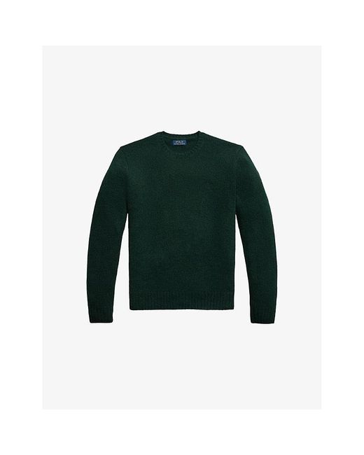 Polo Ralph Lauren Green Crewneck Logo-Embroidered Wool And Alpaca-Blend Jumper for men