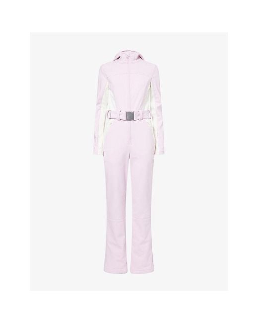 BO+TEE Pink Hooded Fitted Waterproof-Shell Ski Suit