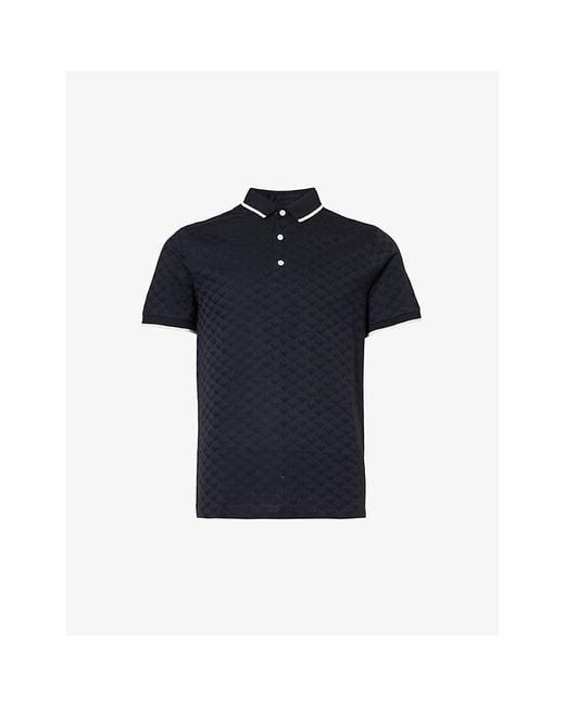 Emporio Armani Blue Logo-embroidered Cotton Polo Shirt X for men