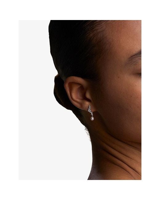 Astrid & Miyu White Cluster Ripple-Plated Sterling And Cultured Pearl Drop Stud Earrings
