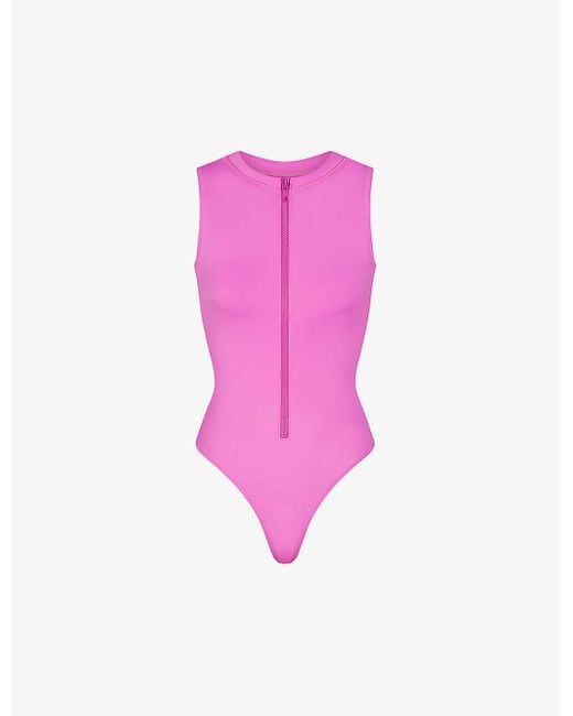 Skims Pink Recycled Swim Sleeveless Swimsuit Xx