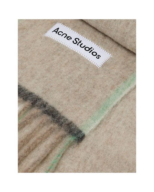 Acne White Vally Fringed-trim Wool-blend Scarf