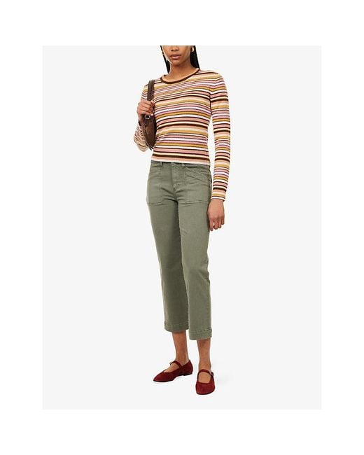 PAIGE Green Quincy Ankle-Length Mid-Rise Stretch Cotton-Blend Trousers