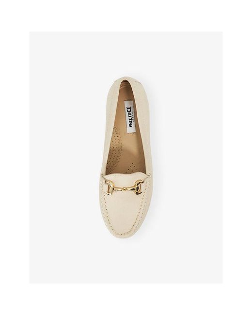 Dune Natural Glenniee Snaffle-Embellished Suede Lloafers