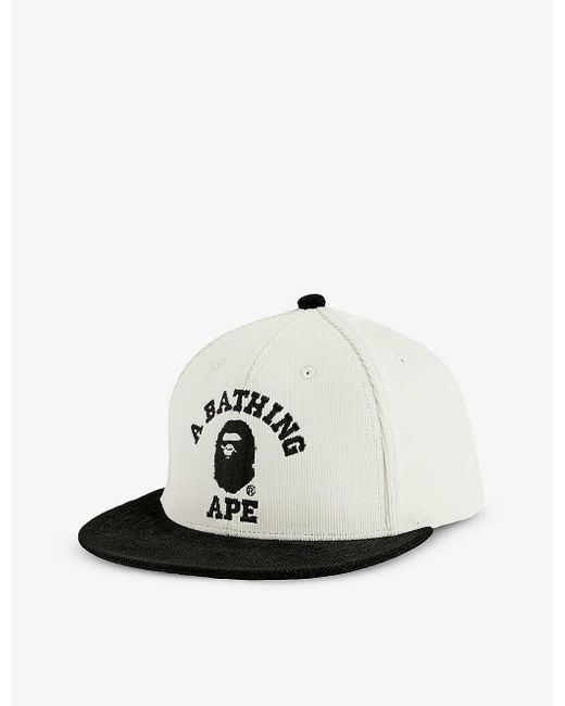 A Bathing Ape Brand-embroidered Corduroy-textured Cotton-blend Baseball Cap  in White for Men | Lyst UK