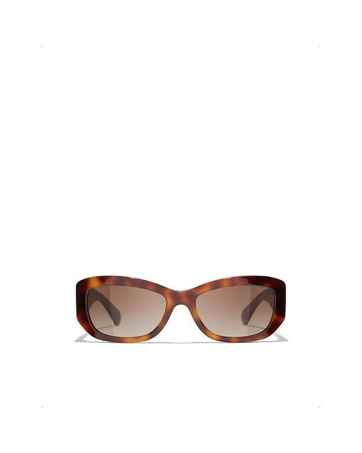 Chanel Brown Rectangle Sunglasses