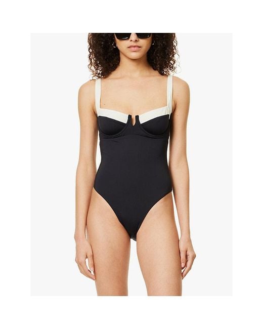 Cheap Monday Blue Clovelly Sweetheart-Neck Stretch-Nylon Swimsuit