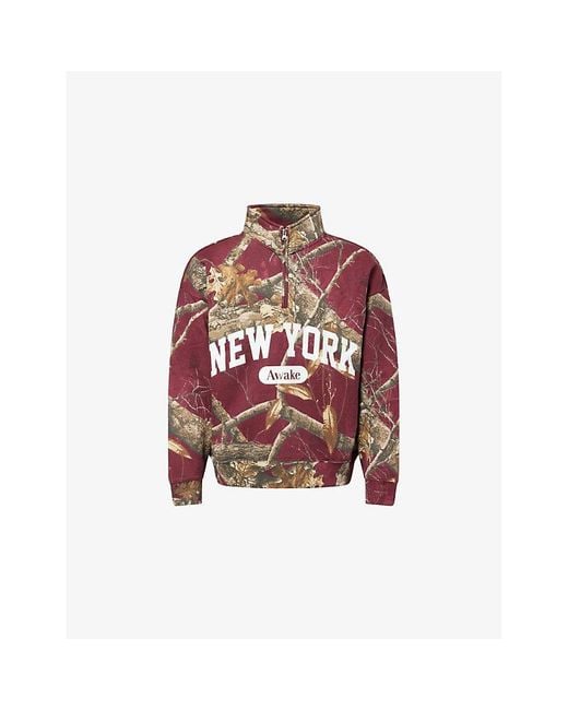 AWAKE NY Red New York Arch High-Neck Cotton-Jersey Sweatshirt for men
