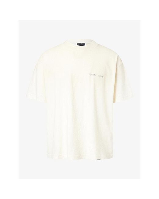 Represent White Reverse Brand-Print Cotton-Blend T-Shirt for men