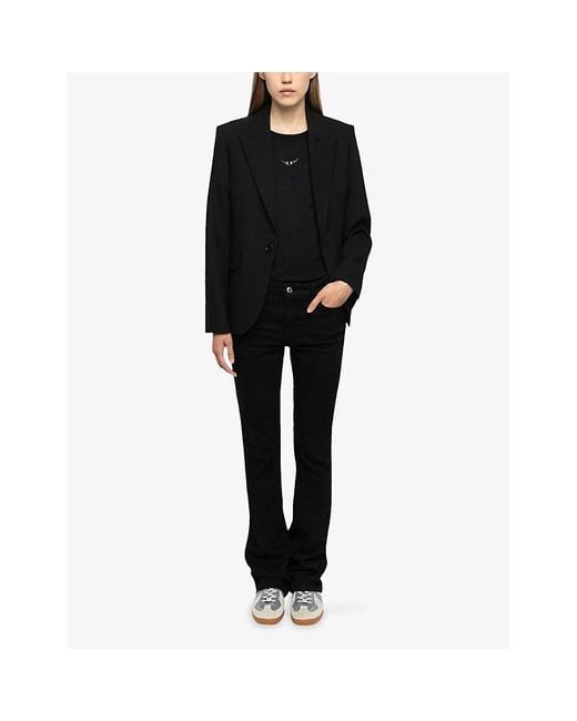 Zadig & Voltaire Black Vavy Rhinestone-Embellished Woven Blazer