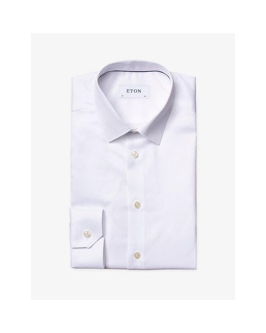 Eton Super Slim-fit Cotton-twill Shirt in White for Men | Lyst