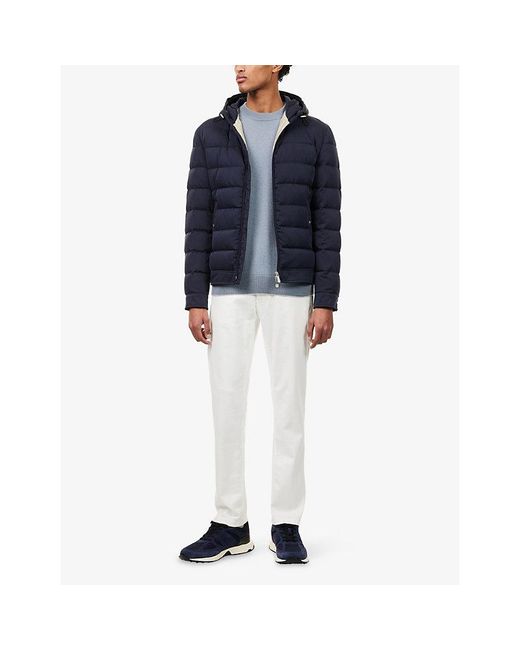 Eleventy Blue Quilted Silk-Down Puffer Jacket for men