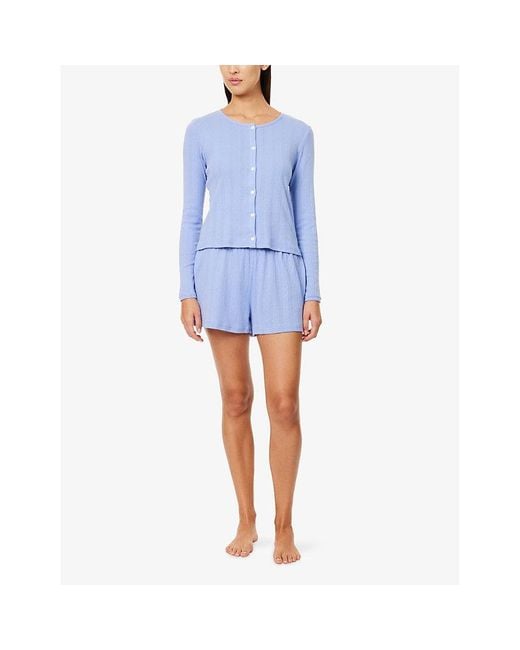 THE NAP CO Blue Pointelle Cotton-Jersey Shorts