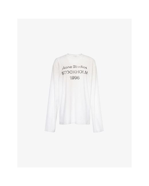Acne White Edden 1996 Long-Sleeve Cotton And Hemp-Blend Jersey T-Shirt