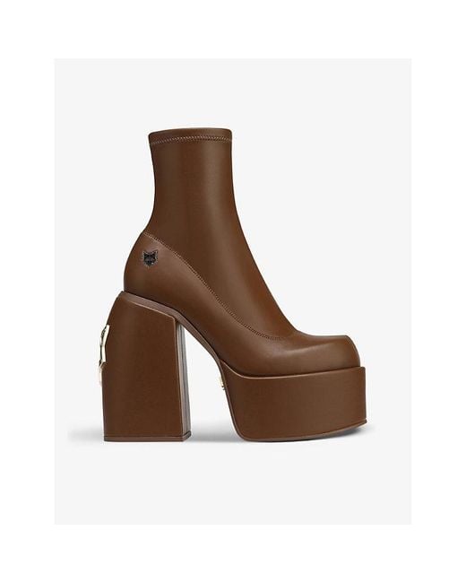 Naked Wolfe Brown Sugar Faux-leather Ankle Boots