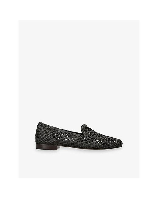 Le Monde Beryl Black Knotted Leather Loafers