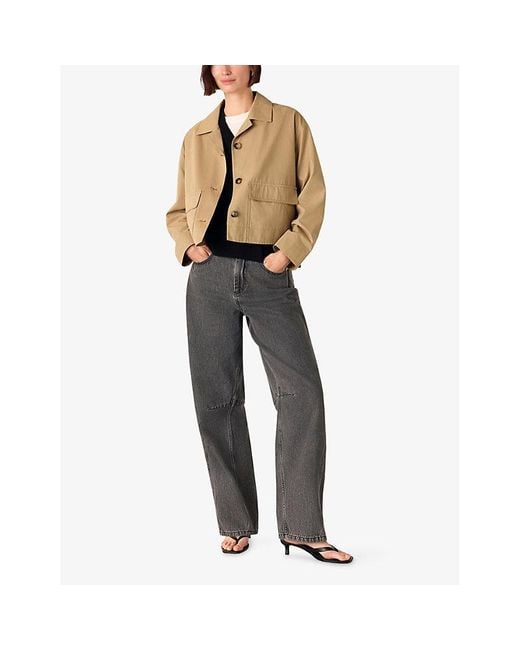 Whistles Natural Cropped Relaxed-Fit Woven Trench Jacket