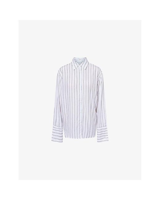 Frankie Shop White Anvers Striped Woven Shirt