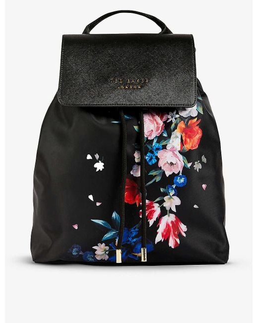 Ted Baker Black Vall Floral-print Shell Backpack