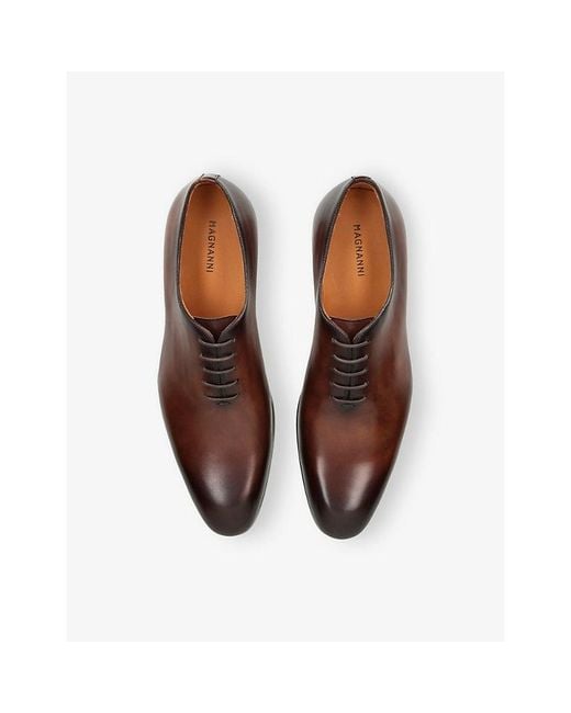 Magnanni Shoes Brown Wholecut Leather Oxford Shoes for men