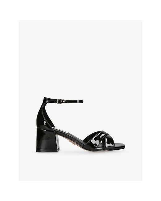 Steve Madden Black Fergie 238 Faux-Leather Heeled Sandals