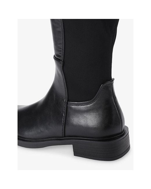 Steve Madden Black Resonate Leather Flat Knee-High Boots
