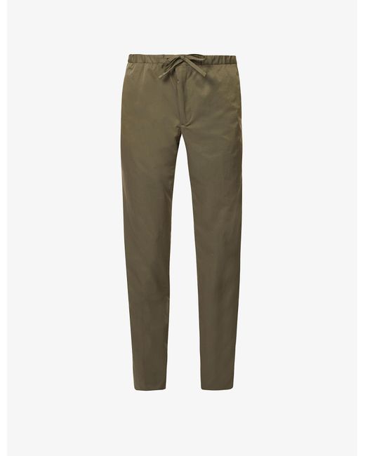 Slowear Green Tekno Gab Drawstring-waist Regular-fit Straight Woven Trousers for men