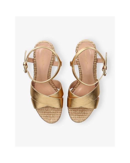 Gianvito Rossi Metallic Bebe Leather Platform Sandals