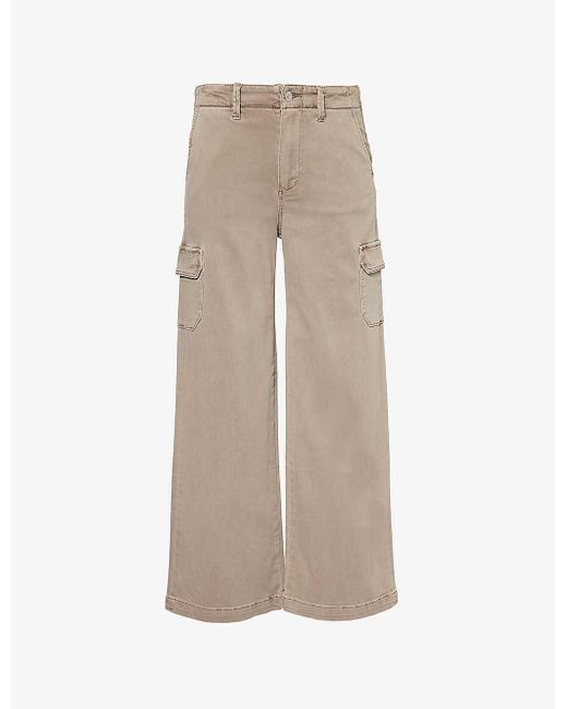 PAIGE Natural Carly Straight-leg High-rise Cotton-blend Cargo Trousers