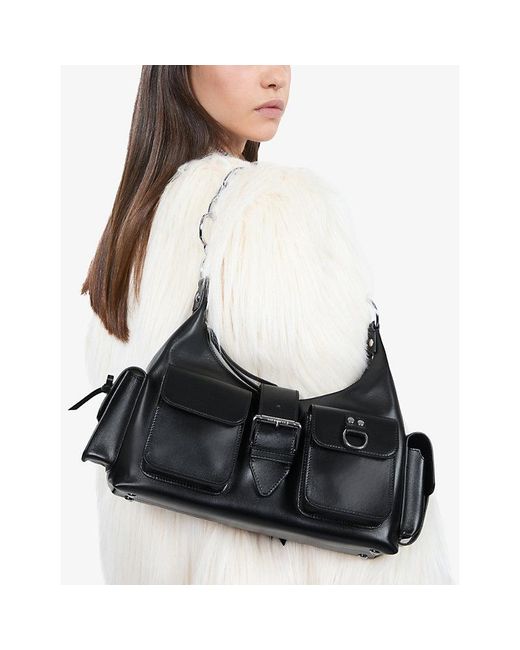 The Kooples Black Amelia Chain-Handle Leather Shoulder Bag