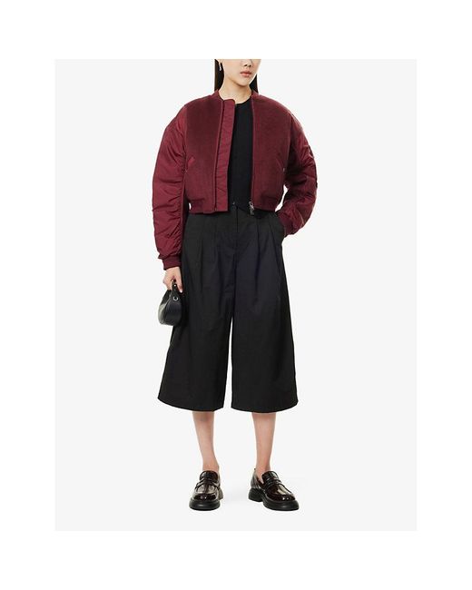Stel Red Panelled Wool-Down Bomber Jacket