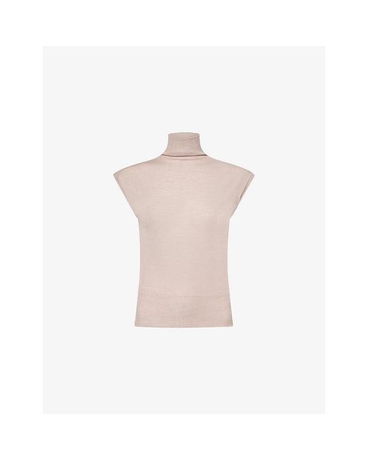 Rick Owens Pink Turtleneck Sleeveless Knitted Virgin-Wool Jumper