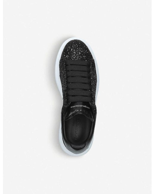Alexander McQueen Leather Oversized Black Glitter Trainers - Save 50% - Lyst