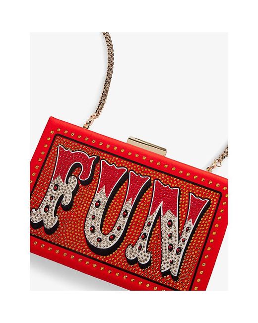 Ted Baker Red Fun Crystal-embellished Box Clutch Bag