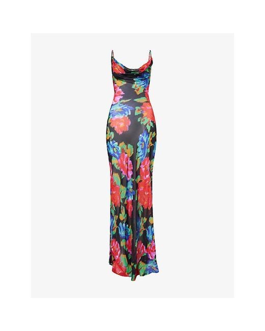 Rat & Boa Red Casablanca Floral-Print Georgette Maxi Dress